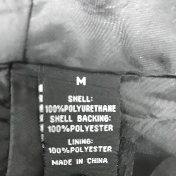 Baccini Jacket Womens Medium Black Faux Leather Moto Zip Up Peplum Biker Fitted - Picture 14 of 15